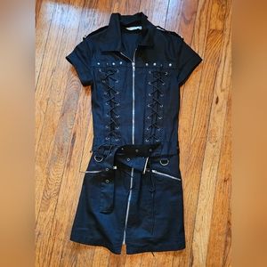 Hot Topic Black Lace Up Dress Size 6 Goth Punk